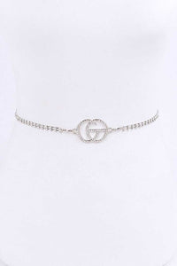 CG Logo Rhinestone Dainty Chain Belt