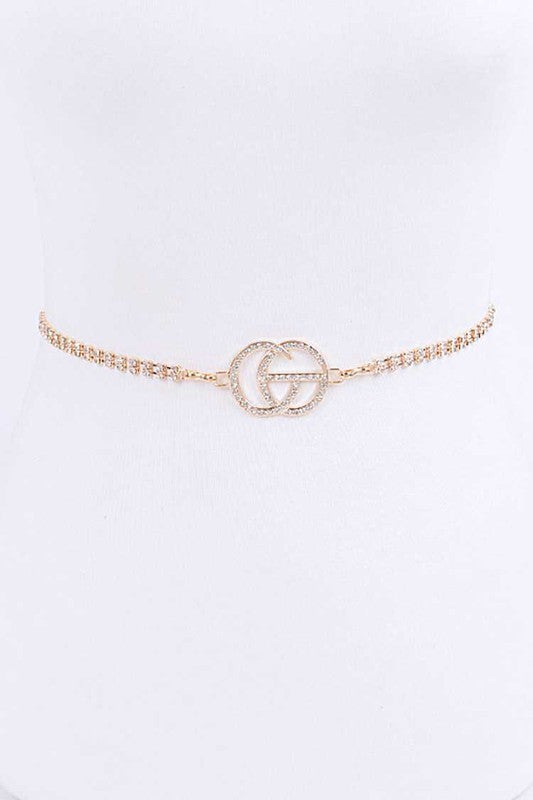 CG Logo Rhinestone Dainty Chain Belt