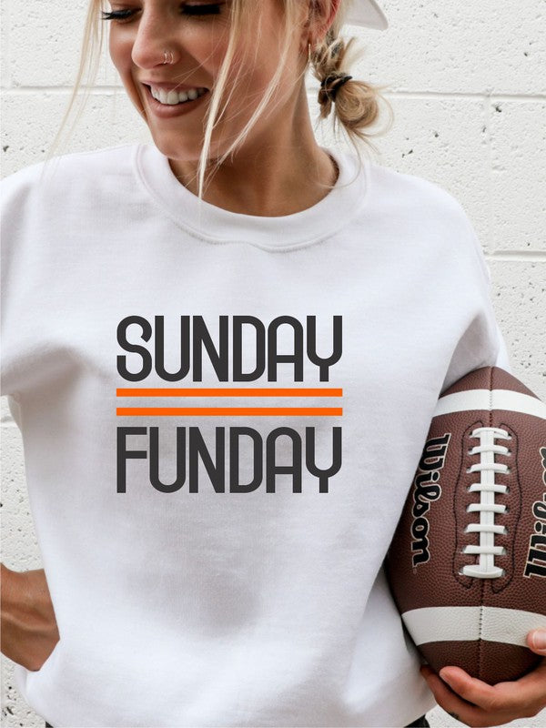 Black and Orange Sunday Funday Crewneck Sweatshirt - Ivy & Lane