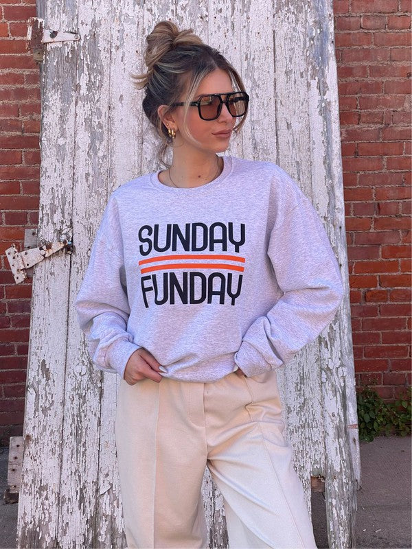 Black and Orange Sunday Funday Crewneck Sweatshirt - Ivy & Lane