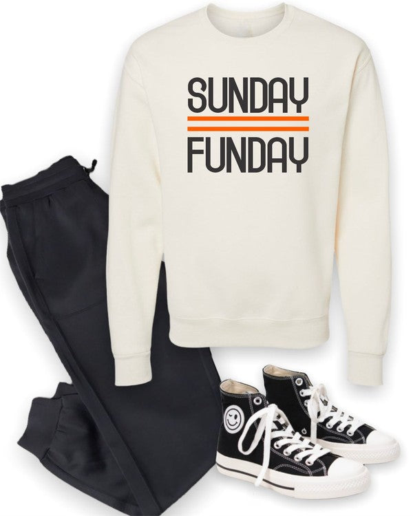 Black and Orange Sunday Funday Crewneck Sweatshirt - Ivy & Lane