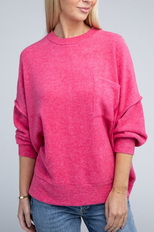Brushed Melange Drop Shoulder Oversized Sweater - Ivy & Lane