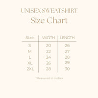 Weekend Is All Booked Graphic Sweatshirt Size Chart - Ivy & Lane