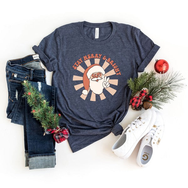 Stay Merry And Bright Santa Short Sleeve Tee - Ivy & Lane