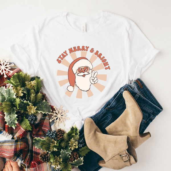 Stay Merry And Bright Santa Short Sleeve Tee - Ivy & Lane