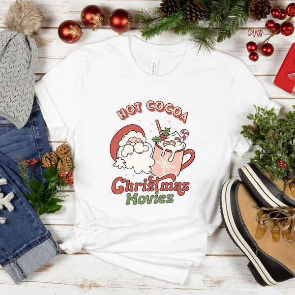 Retro Hot Cocoa Christmas Movies Short Sleeve Tee - Ivy & Lane