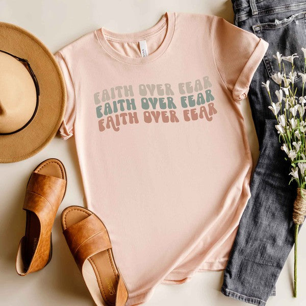 Faith Over Fear Stacked Wavy Short Sleeve