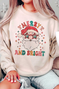 MERRY AND BRIGHT SANTA GRAPHIC SWEATSHIRT