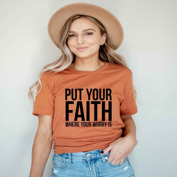 Faith Where Worry Is Short Sleeve Graphic Tee