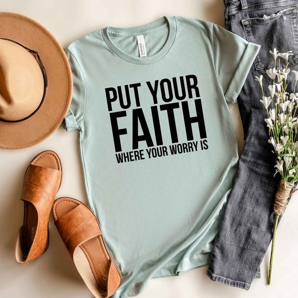 Faith Where Worry Is Short Sleeve Graphic Tee