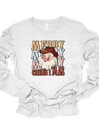 Stacked Merry Christmas Santa Long Sleeve Tee