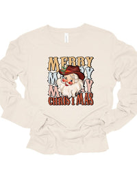 Stacked Merry Christmas Santa Long Sleeve Tee