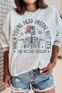 Christmas Skeleton Graphic Sweatshirt - Ivy & Lane