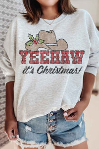 Yeehaw Country Christmas Graphic Sweatshirt | Ivy & Lane