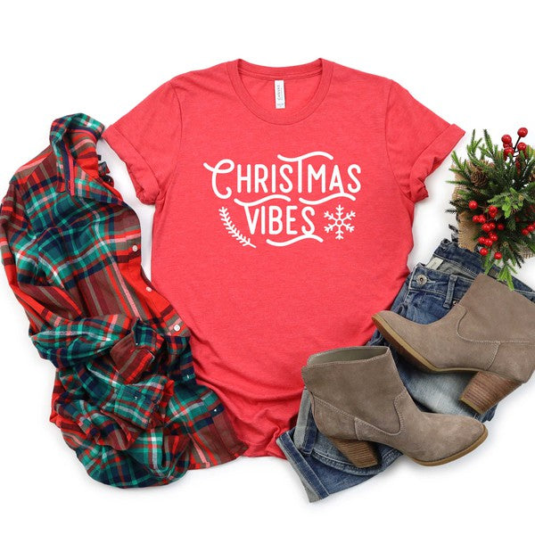 Christmas Vibes Snowflake Short Sleeve Graphic Tee - Ivy & Lane