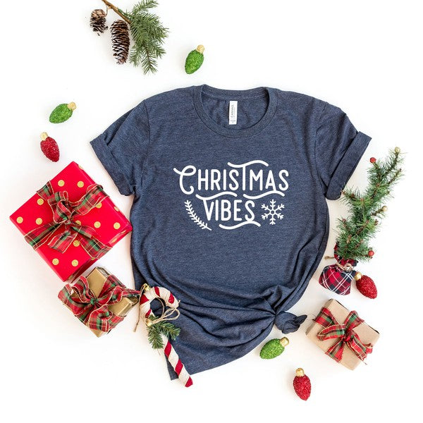 Christmas Vibes Snowflake Short Sleeve Graphic Tee - Ivy & Lane