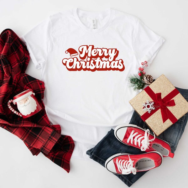 Merry Christmas Hat Short Sleeve Graphic Tee - Ivy & Lane