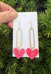 Pink Heart Minimalist Loop Earrings