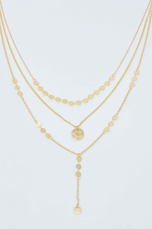 Disc Drop Layered Necklace