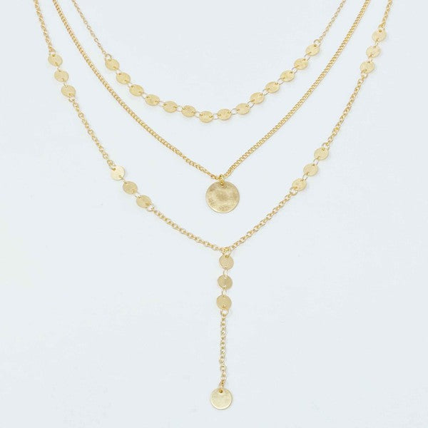 Disc Drop Layered Necklace