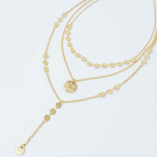 Disc Drop Layered Necklace