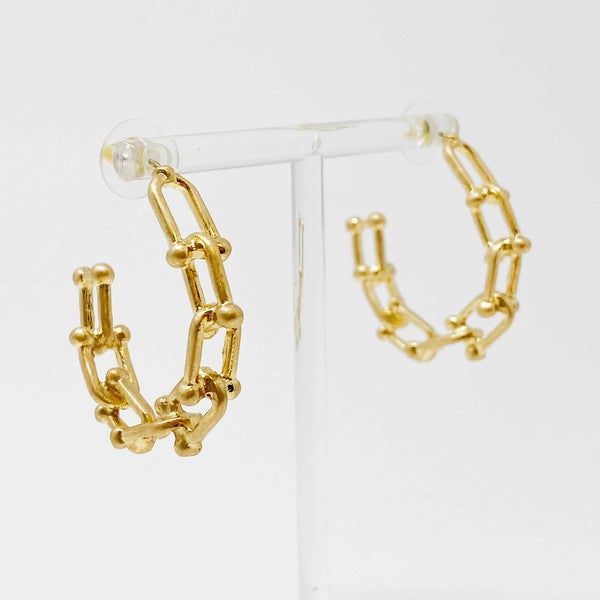 Chained Link Hoop Earrings - Ivy & Lane