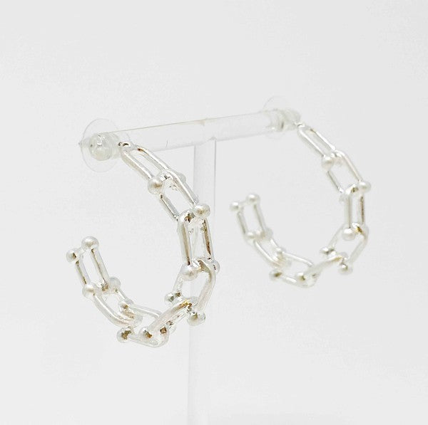 Chained Link Hoop Earrings - Ivy & Lane