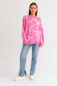Abstract Pattern Oversized Sweater Top - Ivy & Lane