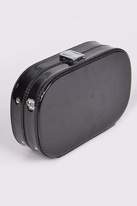 Metallic Oval Camera Iconic Swing Clutch Bag