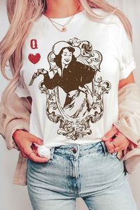 QUEEN OF HEARTS COWGIRL GRAPHIC TEE