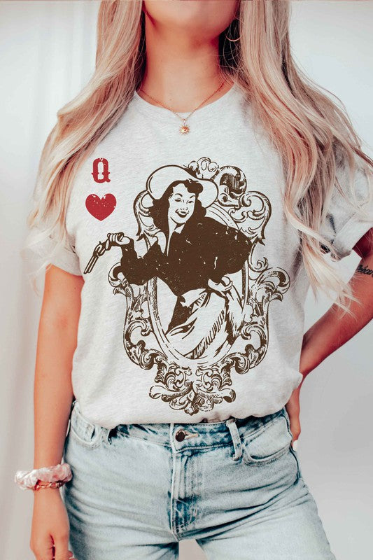 QUEEN OF HEARTS COWGIRL GRAPHIC TEE