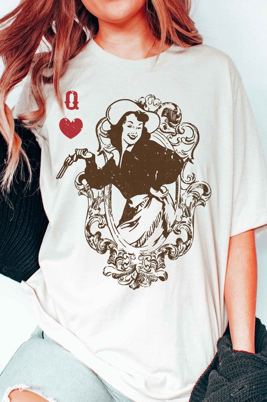 QUEEN OF HEARTS COWGIRL GRAPHIC TEE