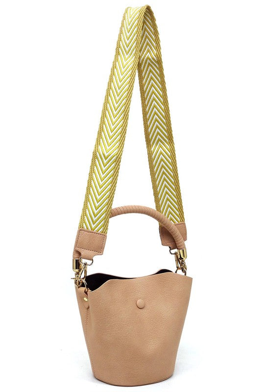 Fashion Bucket Crossbody Bag with Guitar Strap - Ivy & Lane