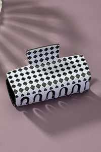Checker Pattern Rectangle Hair Claw Clip - Ivy & Lane