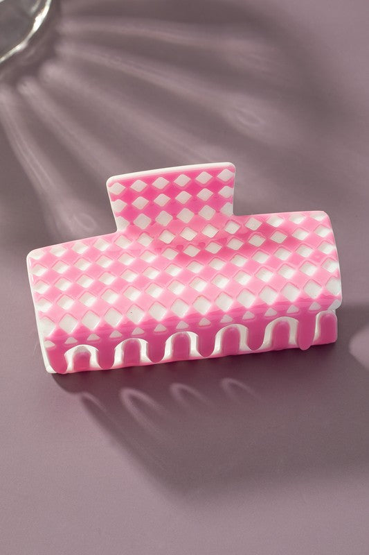 Checker Pattern Rectangle Hair Claw Clip - Ivy & Lane