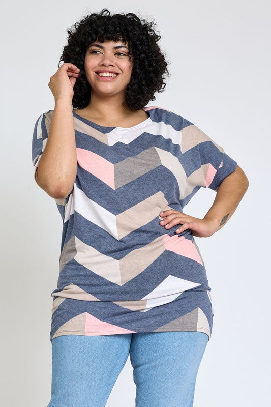 Plus Chevron Dolman Top