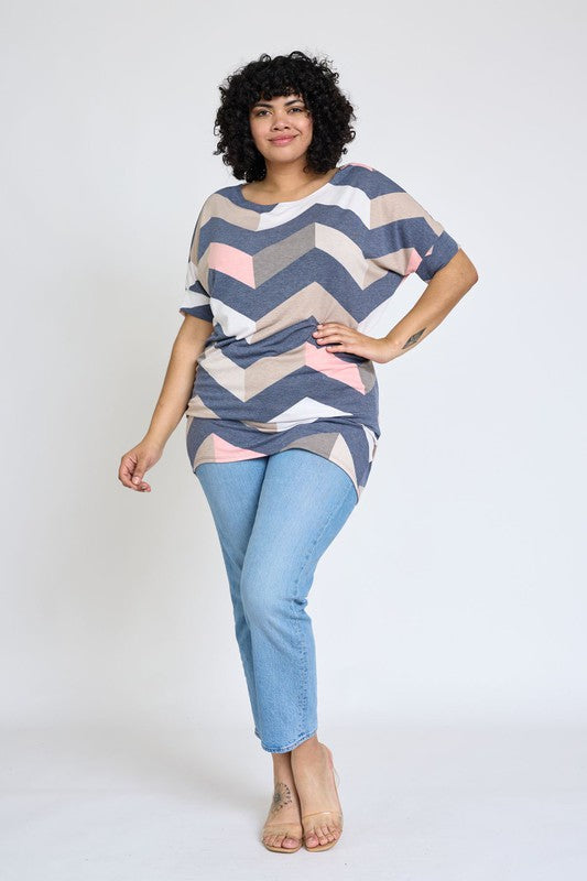 Plus Chevron Dolman Top