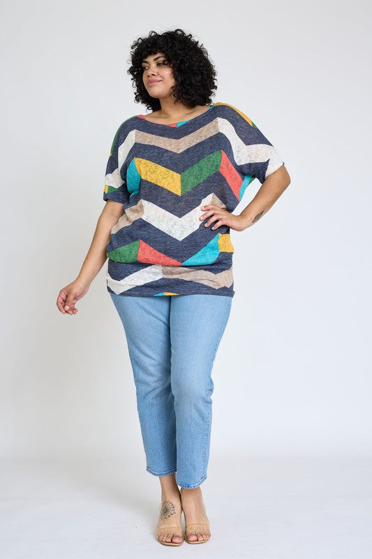 Plus Chevron Dolman Top