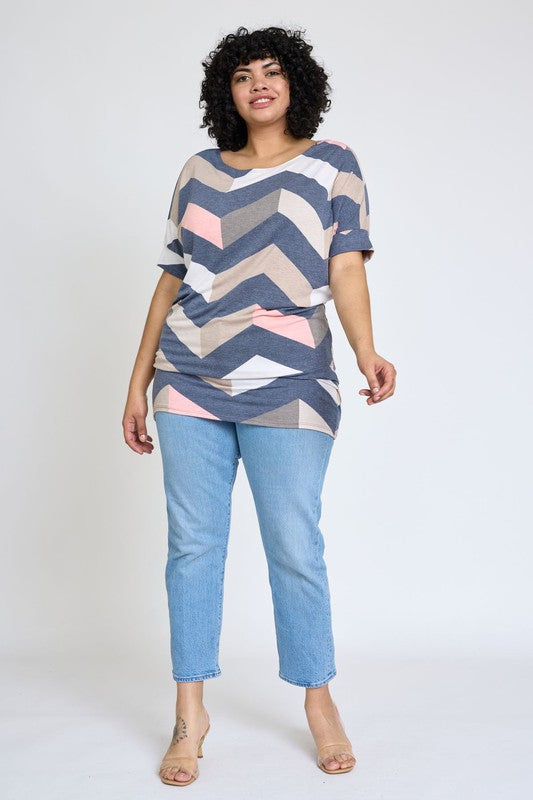 Plus Chevron Dolman Top