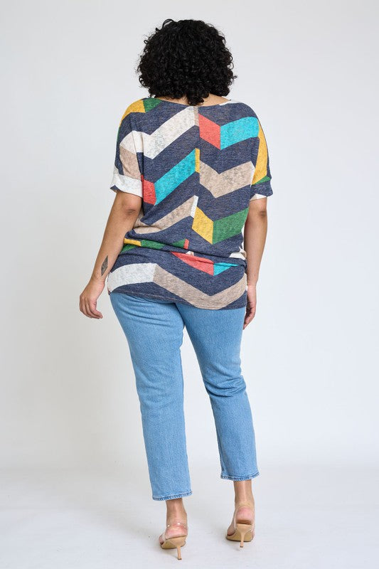 Plus Chevron Dolman Top