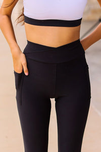 CRISS CROSS Black Pocket Full Length Leggings