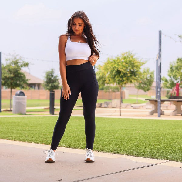 CRISS CROSS Black Pocket Full Length Leggings