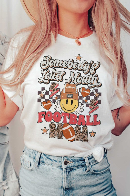 SOMEBODY'S LOUD MOUTH FOOTBALL MOM GRAPHIC TEE