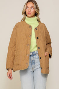 Quilted Puffer Jacket with Pockets - Ivy & Lane