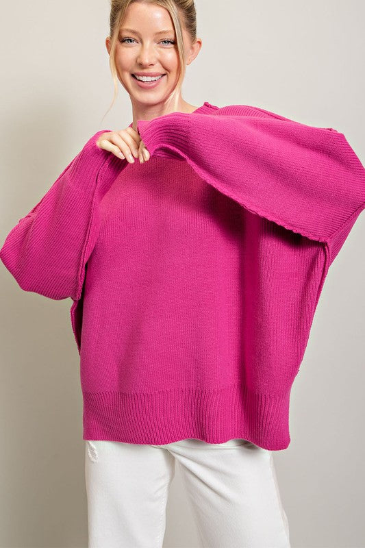 Long Sleeve Ribbed Sweater - Ivy & Lane