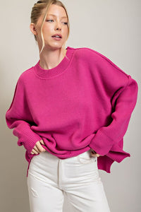 Long Sleeve Ribbed Sweater - Ivy & Lane