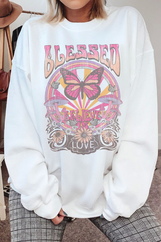 BLESSED BUTTERFLY BELIEVE IN LOVE SWEATSHIRT