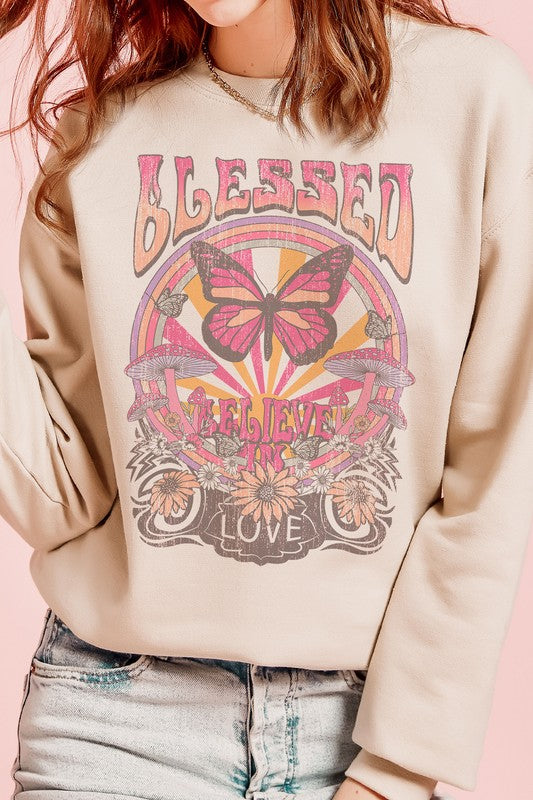 BLESSED BUTTERFLY BELIEVE IN LOVE SWEATSHIRT