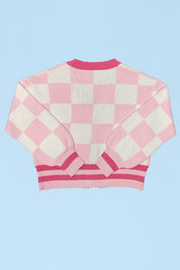 Checkered Knit Cardigan