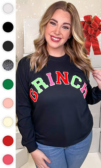 Soft Ideal Chenille Grinch Long Sleeve T-Shirt - Ivy & Lane